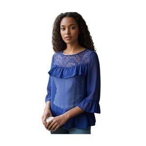 BLUE PURPLE BLOUSE SZ.S/M EUC.
